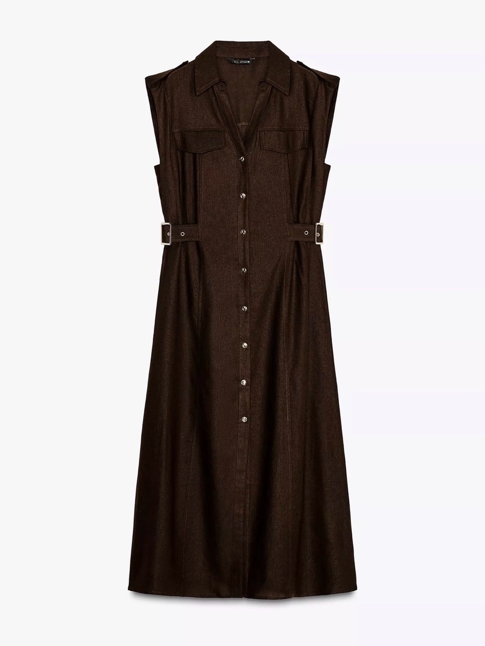 Zara Linen Midi Dress with Buckles
